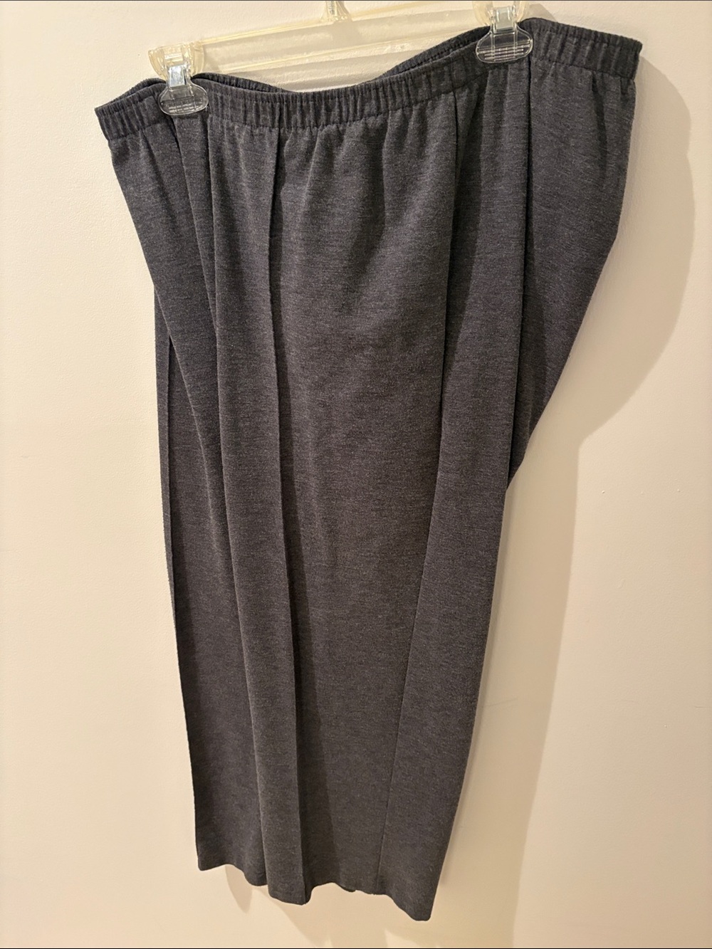 Women's Charcoal Gray Elastic-Waist Wide Leg Trousers
